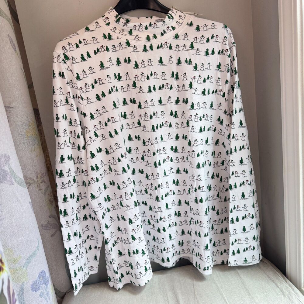 Kim Rogers Women's 2X NWT Snowman Print Turtleneck Long Sleeve Christmas